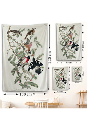 John James Audubon - Gül Göğüslü Kocabaş Duvar Örtüsü - Rose-Breasted Grosbeak-8043