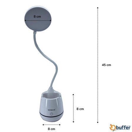 BY NEVSER®Kalemlikli Telefon Tutacaklı Şarjlı Dokunmatik 3 Mod Esnek Başlıklı Dimmerli LED Masa Lambası