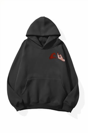 Unisex Yumuşak Dokulu Aşka Hayır Baskılı Tasarım Oversize 3 İplik Hoodie Sweatshirt