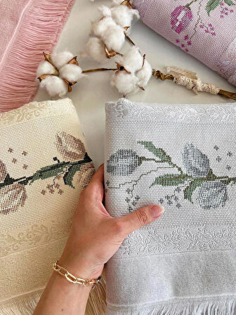 MYSOFT 50X90 RENKLİ NAKIŞLI HAVLU - LALE