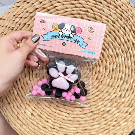 Kedi Patisi Squishy Stress Oyuncağı Sukuşi Pati, Siyah-Pembe