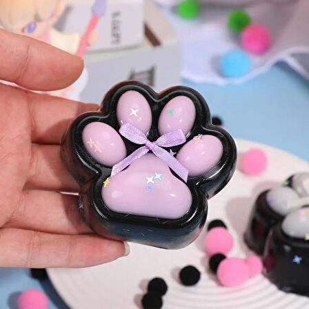 Kedi Patisi Squishy Stress Oyuncağı Sukuşi Pati, Siyah-Pembe