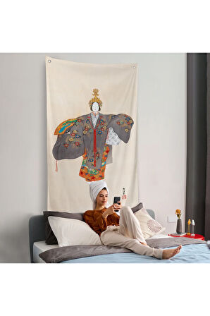 Kamisaka Sekka - Japon Kadın Duvar Örtüsü-8046