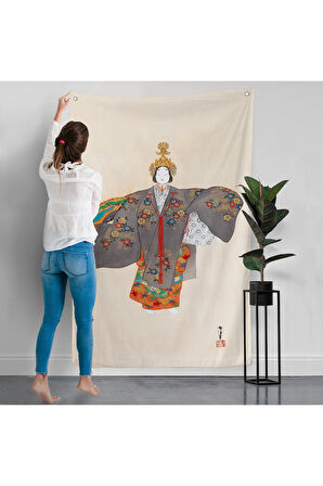 Kamisaka Sekka - Japon Kadın Duvar Örtüsü-8046