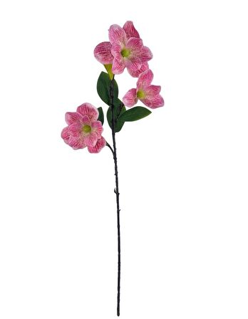 Yapay Çiçek Pembe Çilli Manolya Islak Doku 3 Kafalı Uzun Dal Çiçek Flowers 95cm