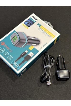 Force Çift Çıkışlı Fast Lightning Usb Kablolu Araç Şarj Cihazı Iphone Uyumlu Qcc571lw