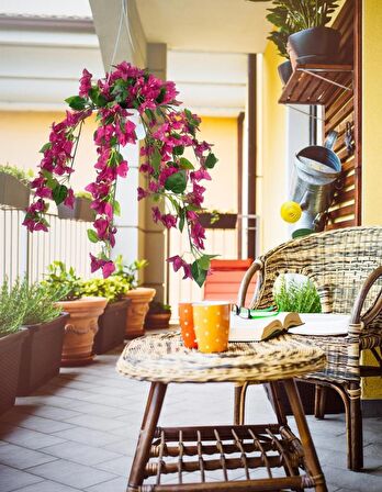 Yapay Çiçek Begonvil Fuşya Pembe Sarkaç Askılı Saksıda Balkon Çiçeği Çiçek Sepeti