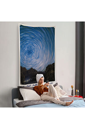Vincent Van Gogh - Parlak Yıldızlı Gökyüzü Duvar Örtüsü - Brillant Starry Sky-8049