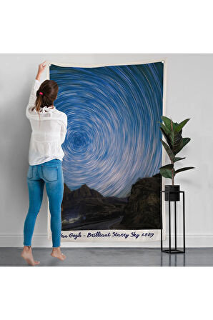 Vincent Van Gogh - Parlak Yıldızlı Gökyüzü Duvar Örtüsü - Brillant Starry Sky-8049