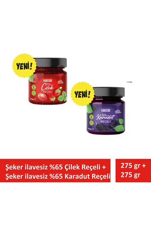 Şeker İlavesiz Çilek ve Karadut Reçeli Ekstra Geleneksel 2 Adet x 275 gr