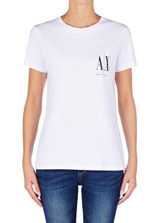 Armani Exchange Bisiklet Yaka Beyaz Kadın T-Shirt 8NYTFX-5100