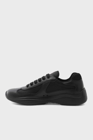 Prada % 100 Deri Logolu Sneaker Ayakkabı Erkek AYAKKABI 4E3400 6GW F0002 SİYAH