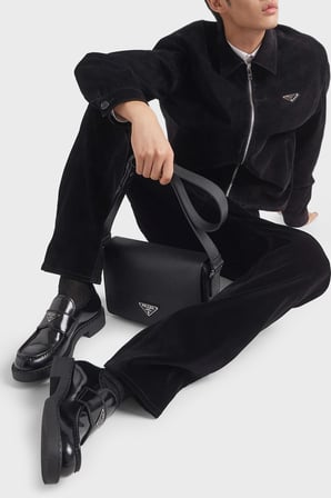 Prada % 100 Deri Logolu Makosen Ayakkabı Erkek AYAKKABI 2DE127 055 F0002 SİYAH