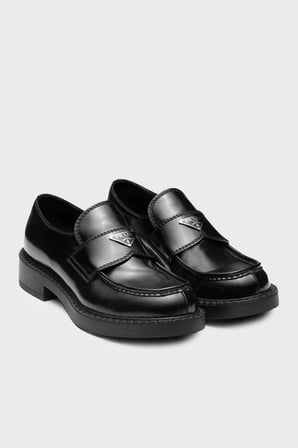 Prada % 100 Deri Logolu Makosen Ayakkabı Erkek AYAKKABI 2DE127 055 F0002 SİYAH