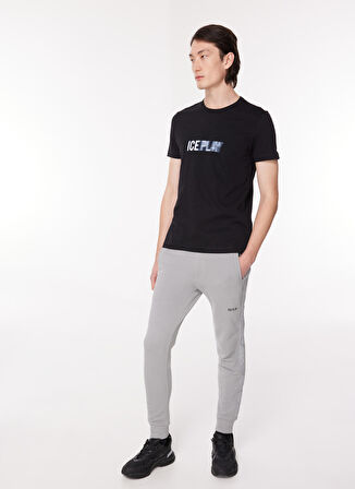 İce Play Bisiklet Yaka Düz Siyah Erkek T-Shirt 23IU1M0F013P400_t-shirt JERSEY