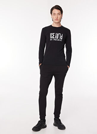 İce Play Bisiklet Yaka Düz Siyah Erkek T-Shirt 23IU1M0F041P410_t-shirt JERSEY