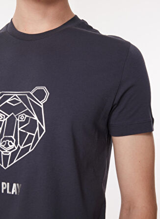 İce Play Bisiklet Yaka Düz Gri Erkek T-Shirt 23IU1M0F01D6324_t-shirt JERSEY