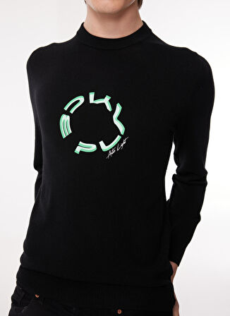 İce Play Bisiklet Yaka Normal Emprime Siyah Erkek Kazak 23IU1M0A0109002_MAGLIA GIROCOLLO