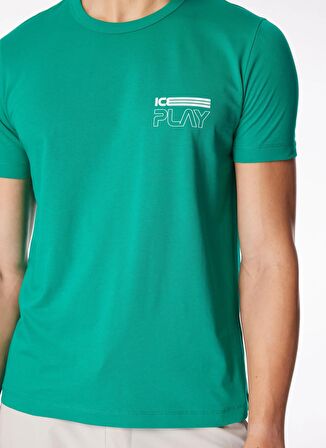 İce Play Bisiklet Yaka Baskılı Yeşil Erkek T-Shirt 24EU1P0F013P400_T-Shirt