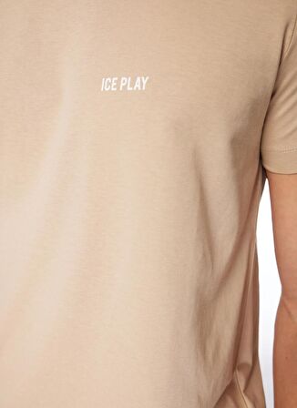 İce Play Bisiklet Yaka Düz Bej Erkek T-Shirt 24EU1M0F01JP400_T-Shirt