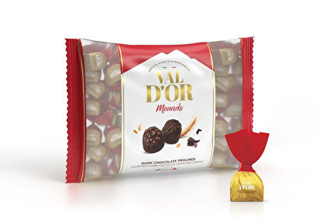 Val D’or Tahıl Patlaklı Bitter Çikolata Kreması Dolgulu Mounds Çikolata 500 Gr. (1 Kırmızı Poşet)