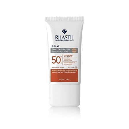 Rilastil D-Clar 50+ Faktör Leke Karşıtı-Yaşlanma Karşıtı Tüm Cilt Tipleri İçin Renkli Yüz Güneş Koruyucu Krem 50 ml