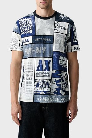 Armani Exchange Jakarlı % 100 Pamuk Regular Fit Bisiklet Yaka T Shirt Erkek T SHİRT XM003021 AF10356 F0217 KIRIK BEYAZ