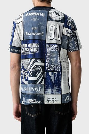 Armani Exchange Jakarlı % 100 Pamuk Regular Fit Bisiklet Yaka T Shirt Erkek T SHİRT XM003021 AF10356 F0217 KIRIK BEYAZ