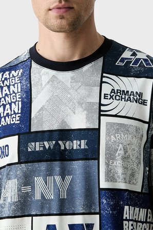 Armani Exchange Jakarlı % 100 Pamuk Regular Fit Bisiklet Yaka T Shirt Erkek T SHİRT XM003021 AF10356 F0217 KIRIK BEYAZ