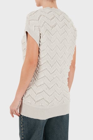 Armani Exchange Yün Karışımlı Regular Fit Bisiklet Yaka Kısa Kollu Kazak Kadın KAZAK XW002634 AF25936 U1039 EKRU