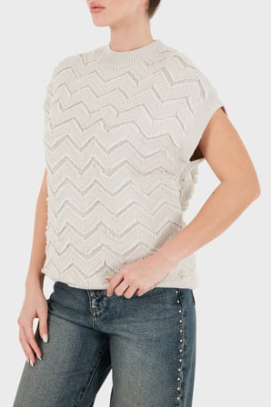 Armani Exchange Yün Karışımlı Regular Fit Bisiklet Yaka Kısa Kollu Kazak Kadın KAZAK XW002634 AF25936 U1039 EKRU