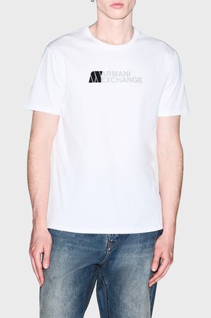 Armani Exchange Logolu % 100 Pamuk Slim Fit Bisiklet Yaka T Shirt Erkek T SHİRT XM003094 AF21323 U0009 BEYAZ