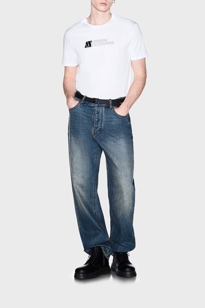 Armani Exchange Logolu % 100 Pamuk Slim Fit Bisiklet Yaka T Shirt Erkek T SHİRT XM003094 AF21323 U0009 BEYAZ
