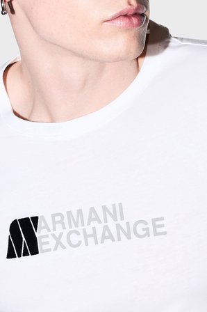 Armani Exchange Logolu % 100 Pamuk Slim Fit Bisiklet Yaka T Shirt Erkek T SHİRT XM003094 AF21323 U0009 BEYAZ