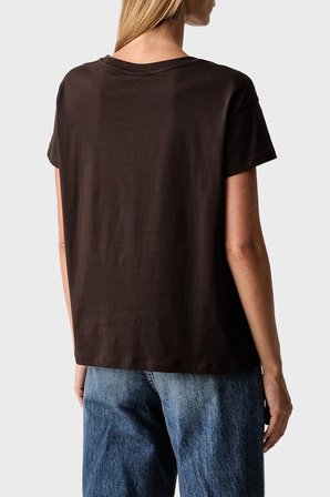 Armani Exchange %100 Pamuk Logolu Bisiklet Yaka T Shirt Kadın T SHİRT XW002957 AF10356 U6032 KAHVE