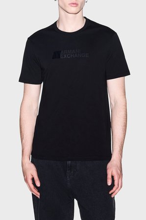 Armani Exchange Logolu % 100 Pamuk Slim Fit Bisiklet Yaka T Shirt Erkek T SHİRT XM003094 AF21323 UC001 SİYAH