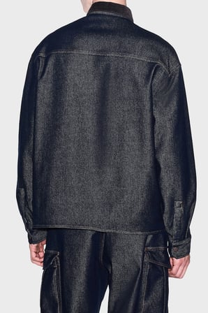 Armani Exchange Kadife Detaylı Pamuklu Oversize Kot Gömlek Erkek GÖMLEK XM003402 AF27235 MB001 MAVİ