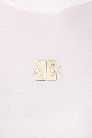 Armani Exchange Metalik Logolu Jarse Kumaş Bisiklet Yaka T Shirt Kadın T SHİRT XW002773 AF26303 U0002 BEYAZ