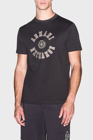Armani Exchange Logolu % 100 Pamuk Bisiklet Yaka T Shirt Erkek T SHİRT XM003074 AF10362 U8128 KAHVE