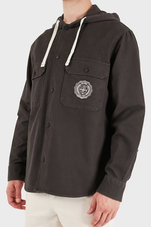 Armani Exchange % 100 Pamuk Oversize Göğüs Cepli Gömlek Erkek GÖMLEK XM003259 AF27115 U8128 KAHVE