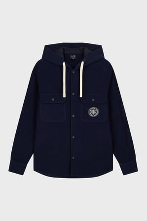 Armani Exchange % 100 Pamuk Oversize Göğüs Cepli Gömlek Erkek GÖMLEK XM003259 AF27115 UB101 LACİVERT