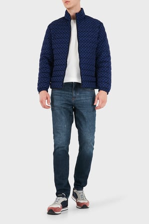 Armani Exchange Kadife Dokulu Kuş Tüyü Dolgulu Dik Yaka Mont Erkek MONT XM003510 AF19870 UB095 MAVİ