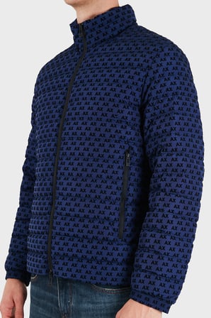 Armani Exchange Kadife Dokulu Kuş Tüyü Dolgulu Dik Yaka Mont Erkek MONT XM003510 AF19870 UB095 MAVİ