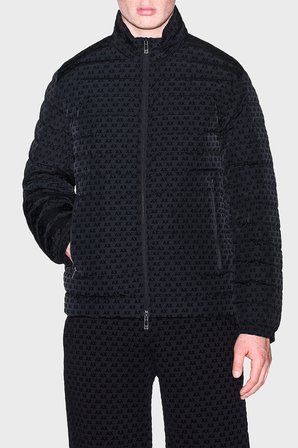Armani Exchange Kadife Dokulu Dik Yaka Kuş Tüyü Dolgulu Mont Erkek MONT XM003510 AF19870 UC001 SİYAH