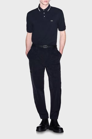 Armani Exchange % 100 Pamuk Regular Fit Düğmeli Polo Erkek POLO XM002932 AF13026 UB101 LACİVERT