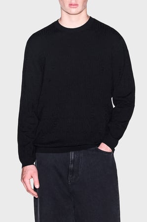Armani Exchange Pamuklu Logolu Bisiklet Yaka Kazak Erkek KAZAK XM002986 AF10454 UC001 SİYAH