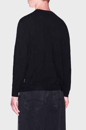 Armani Exchange Pamuklu Logolu Bisiklet Yaka Kazak Erkek KAZAK XM002986 AF10454 UC001 SİYAH