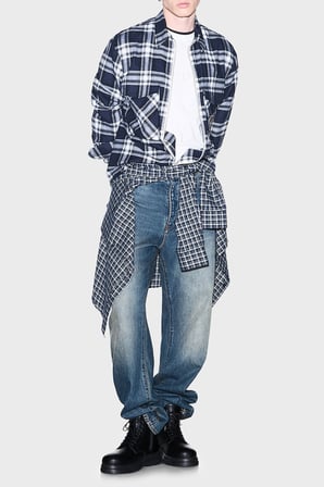 Armani Exchange Ekoseli Oversize Fit  Uzun Kollu Gömlek Erkek GÖMLEK XM003255 AF27138 FB529 LACİVERT
