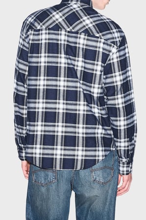 Armani Exchange Ekoseli Oversize Fit  Uzun Kollu Gömlek Erkek GÖMLEK XM003255 AF27138 FB529 LACİVERT