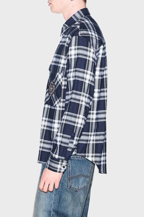 Armani Exchange Ekoseli Oversize Fit  Uzun Kollu Gömlek Erkek GÖMLEK XM003255 AF27138 FB529 LACİVERT